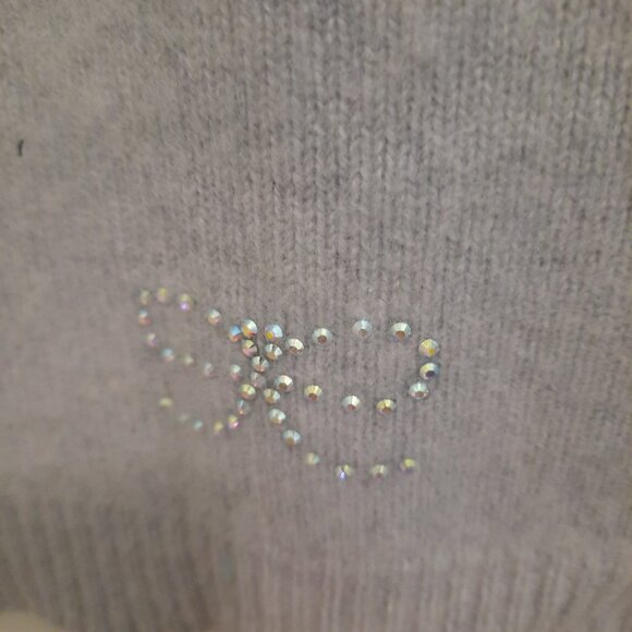 Italian Designer 100% Cashmere Sweater With Bows In Rhinestones On The Back - Picture 3 of 5